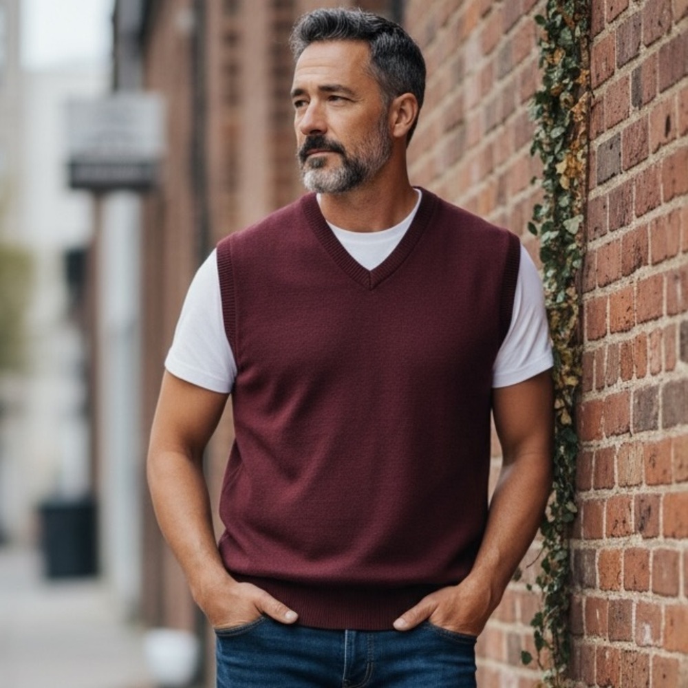 Men's Burgundy Sweater Vest